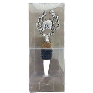 Chrome Colored Crab Bottle Stopper Gift Box 4.5 inches long